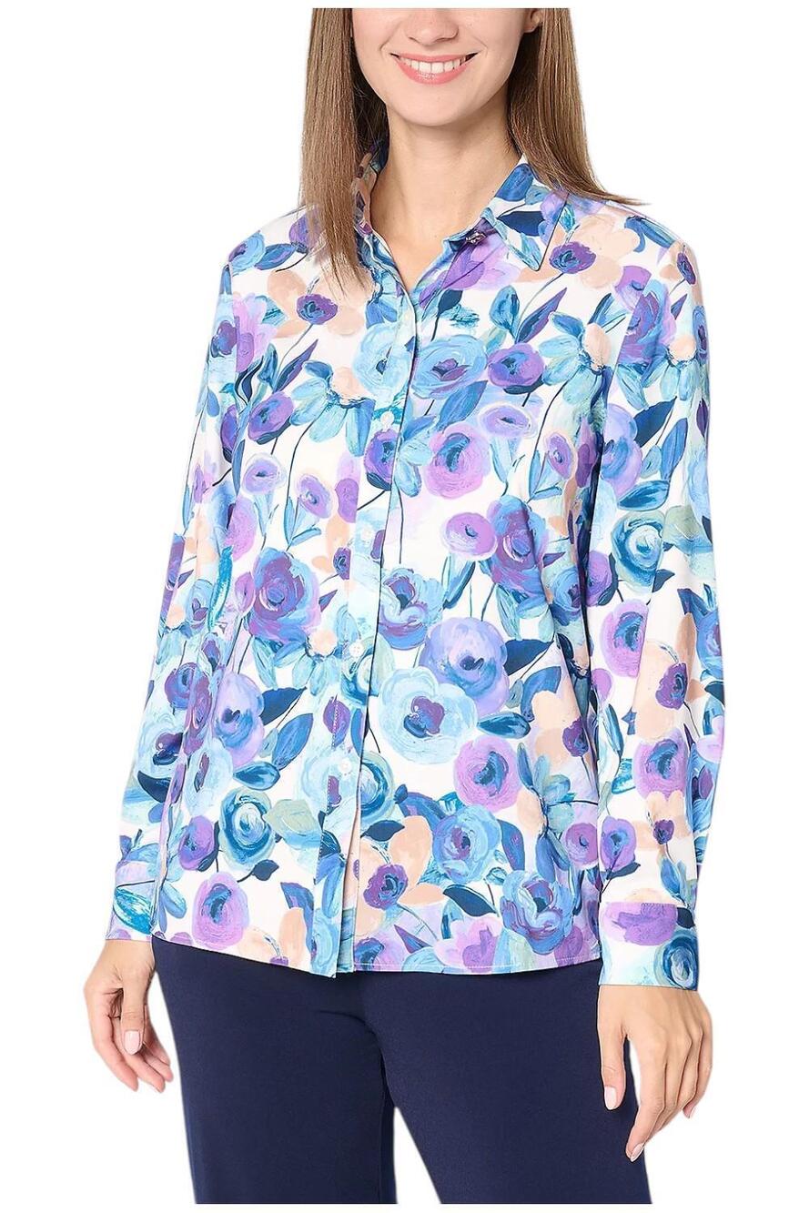 Susan Graver Women's Printed Peachskin Button-Up Shirt Audrey Blue - Regular